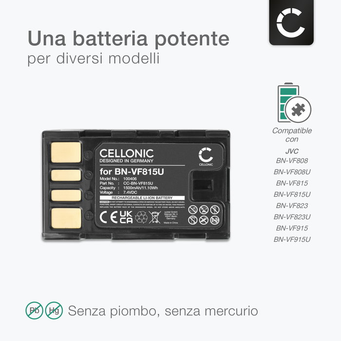 CELLONIC, Batterie pour Caméra, Compatible avec JVC GZ-MG330