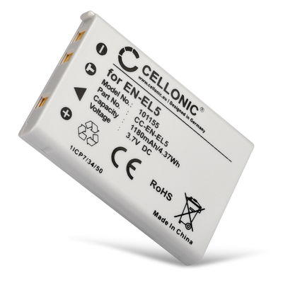 Batteria CELLONIC EN-EL5 compatibile con Nikon CoolPix P510 P520 P530 P500 P100 P90 P80 P6000 P51000 P4 P3 CoolPix S10 CoolPix 3700 7900 5900 5200 4200 1180mAh autonomia e lunga durata di vita utile grazie a celle di qualità