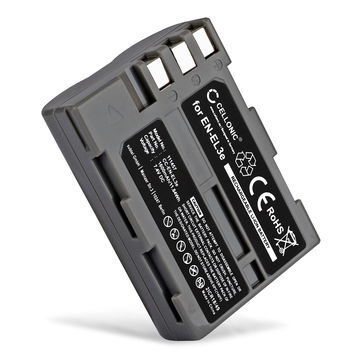 Batteria EN-EL3e per fotocamera Nikon D50 D70s D80 D90 D200 D300 D300S Affidabile ricambio da 1600mAh, marca CELLONIC
