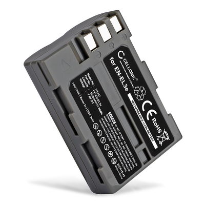Batteria EN-EL3e per fotocamera Nikon D50 D70s D80 D90 D200 D300 D300S Affidabile ricambio da 1600mAh, marca CELLONIC