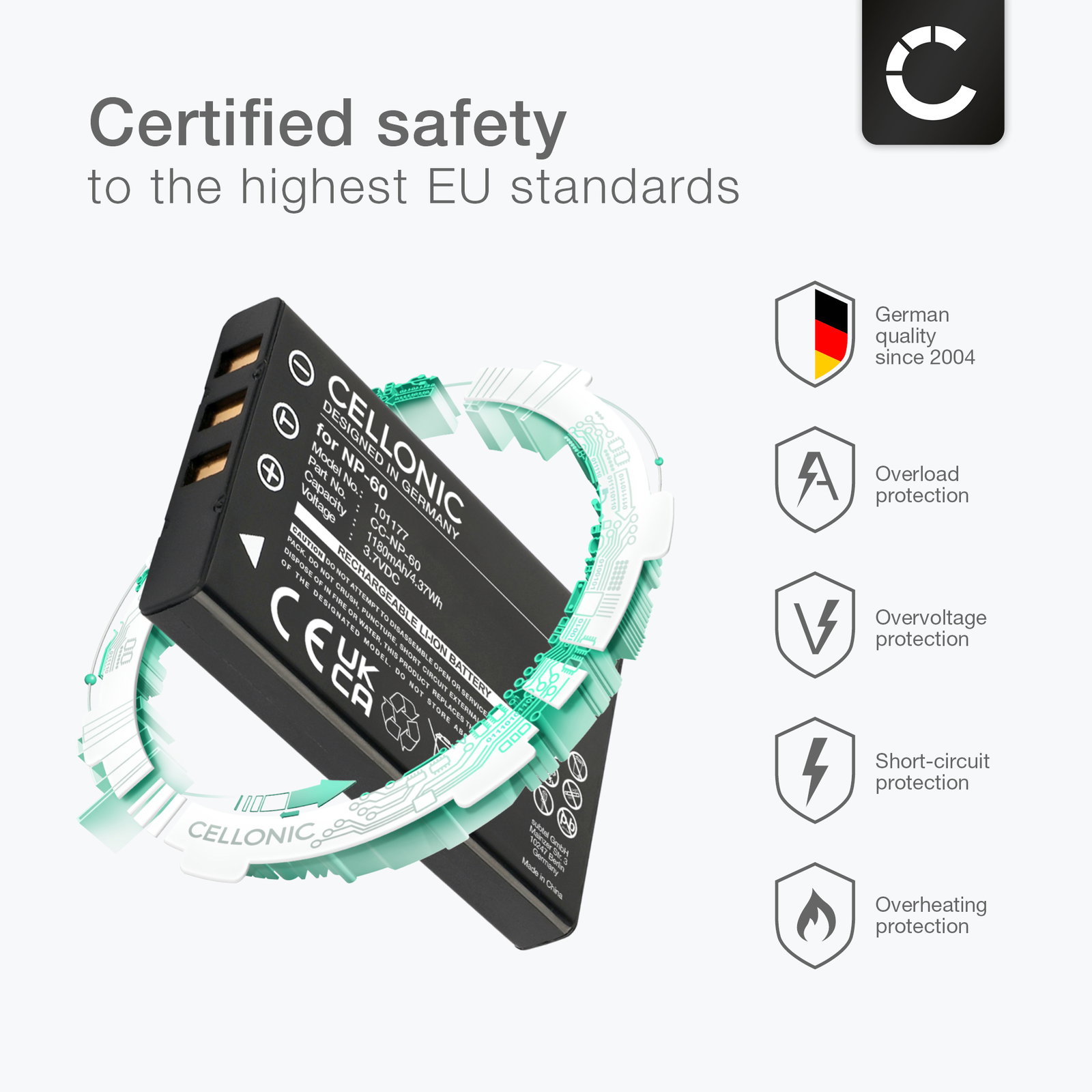 Batteria Sostitutiva Per Jenoptik LP37 – 3.7V 1000mAh Li-Ion, Ricambio Compatibile - 4