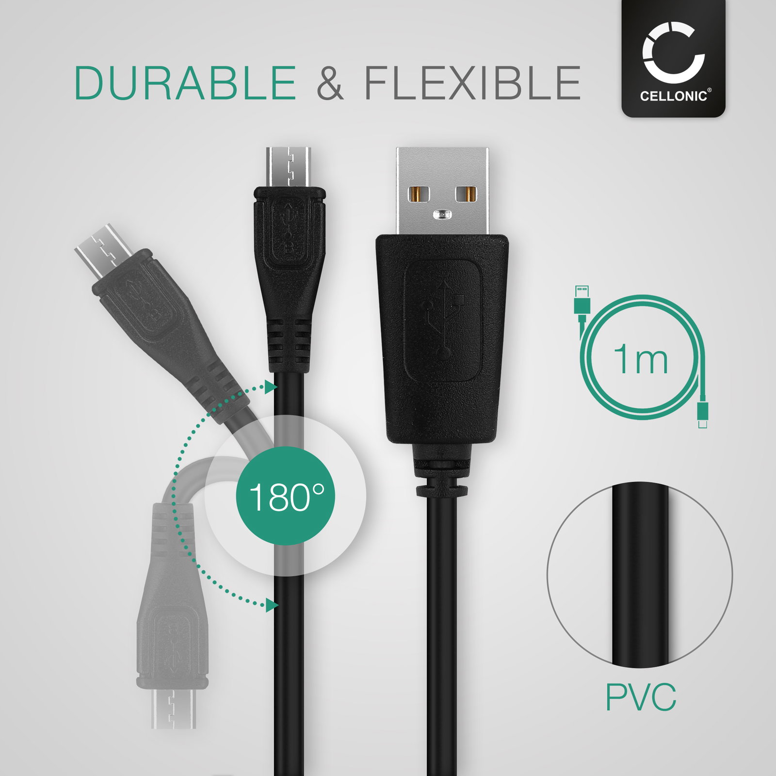 Chargeur USB avec Câble de Charge Micro-USB Chargeur Rapide Compatible