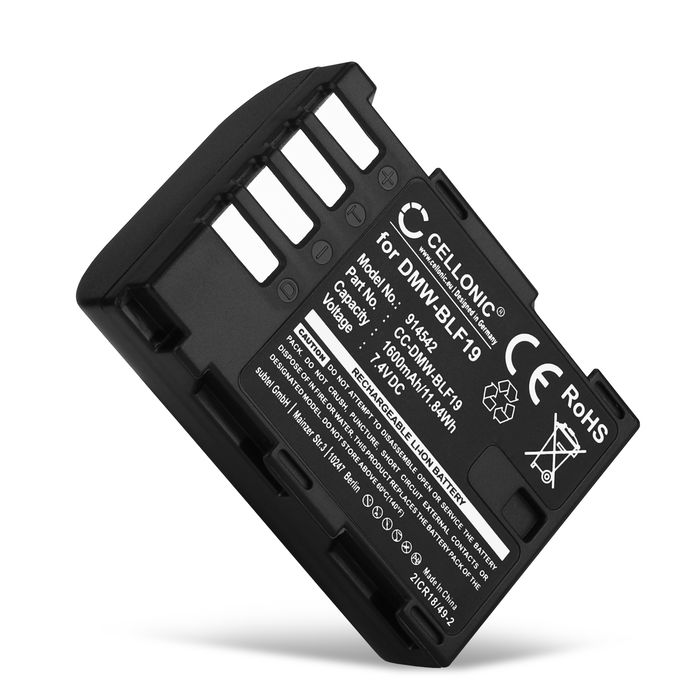 1x Battery for Panasonic DCGH5, GH5, GH4, GH3, GH4R, GH4A, GH4H, BLF19, DMWBLF19 DMW-BLF19 DMW-BLF19E DMW-BLF19PP (1600mAh, 7.4V) from CELLONIC