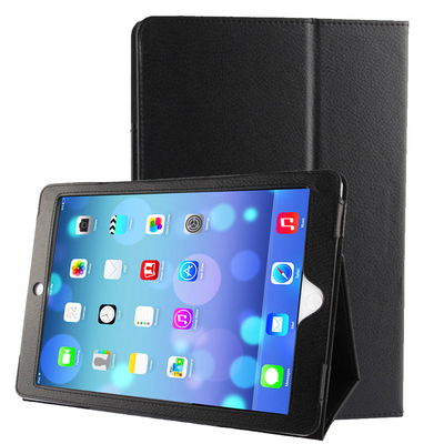 Flip Cover Tablethülle für iPad Air 1 / iPad 5 / iPad 6 (Wake / Sleep) Tablet Schutzhülle mit Bumper und Ständer / Stankfunktion - Kunstleder schwarz Bookstyle Case Klapphülle faltbar - Touchpad Tasche / Hülle