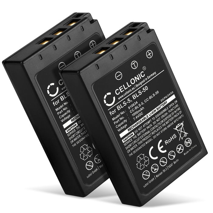 2x Olympus BLS-5 Batterie 1000mAh de CELLONIC