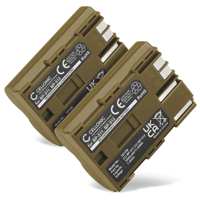 2x Canon BP-508 Akku 1600mAh Ersatzakku Batterie von CELLONIC