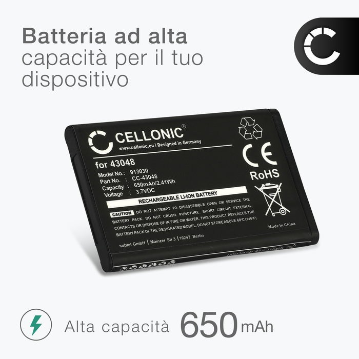 2x Batteria CELLONIC 043048,C0487,SV20405855 per telefono Swissvoice ePure / ePure fulleco DUO Ricambio affidabile da 650mAh per il tuo fisso/cordless