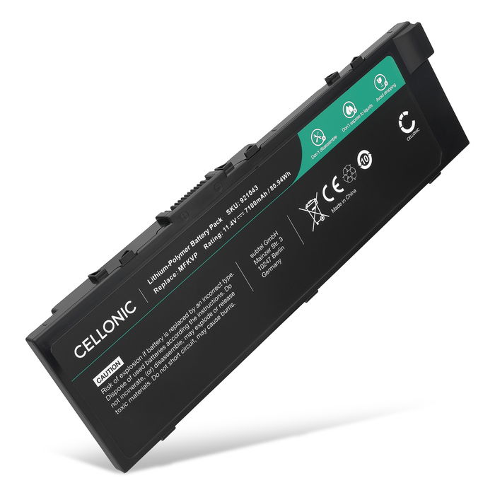 1x Batterie pour Dell Precision M7510, M7710, 15 7510, 15 7520, 17 7710, M7520, MFKVP, GR5D3, RDYCT 11.1V 6400mAh de CELLONIC