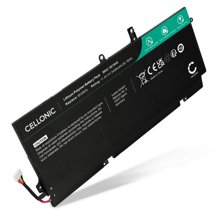 Battery for HP EliteBook 1040 G3 Series, BG06XL, HSTNN-IB6Z 11.4V 3400mAh from CELLONIC