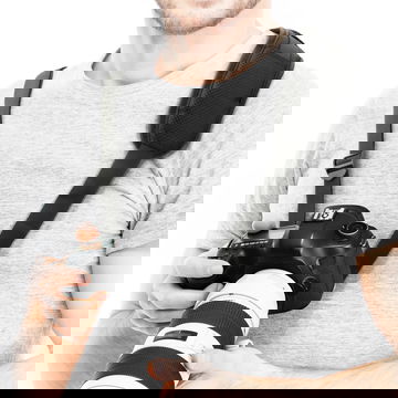 Sangle universelle rembourrée pour appareil photo, avec vis de blocage rapide pour trépied - longueur réglable : max 1,50 m sangle d'épaule de couleur noir