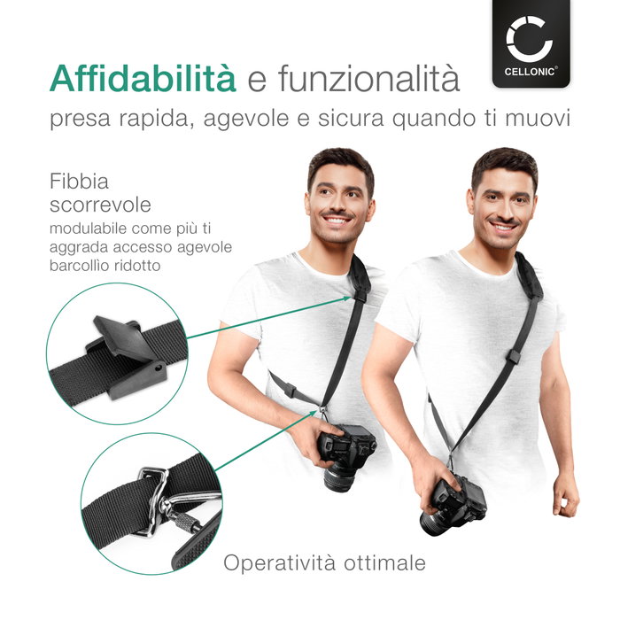 Tracolla per fotocamera con attacco rapido, regolabile, universale, per