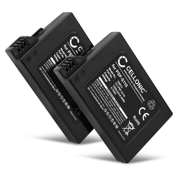 2x Sony PSP Slim & Lite (PSP-2000 / PSP-2004) Akku 1200mAh Ersatzakku Batterie von CELLONIC