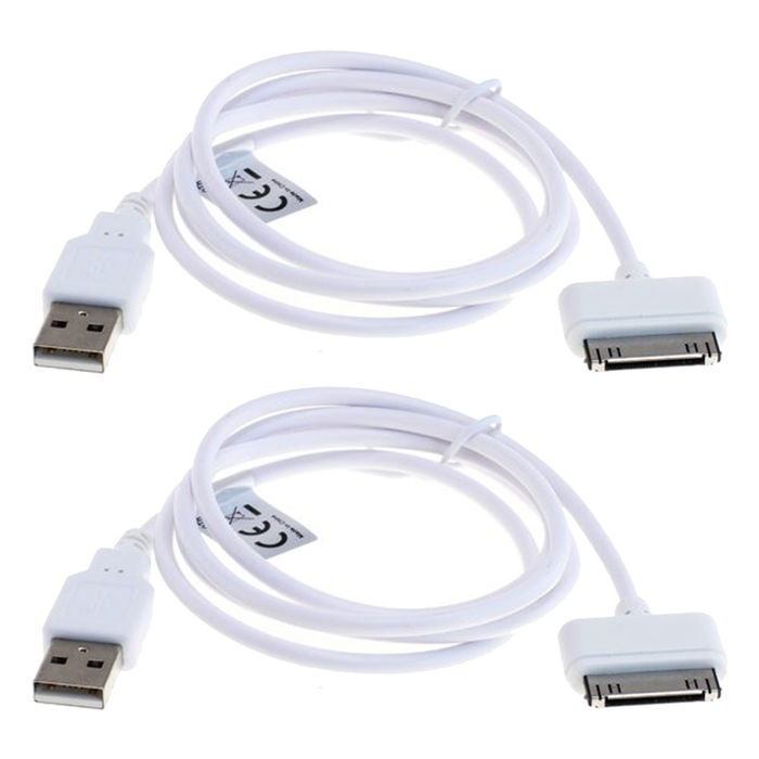 2x Câble 30 Pin Dock Connector de 1m pour lecteur MP3 Apple iPod Mini 1. & 2. Gen Nano 1. - 6. Gen Touch 1. - 4. Gen MA591G transfert de données et charge blanc