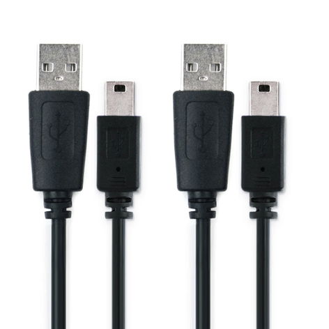 2x Mini USB to USB A Camera Data Cable for Canon PowerShot G7 X, SX740 HS; IXUS 285 HS, 185 Black PVC 1m from CELLONIC