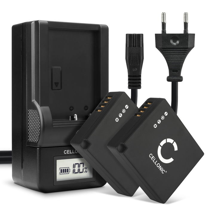 2x Panasonic DMW-BLG10E Batteria da 730mAh marcata CELLONIC + Caricabatteria