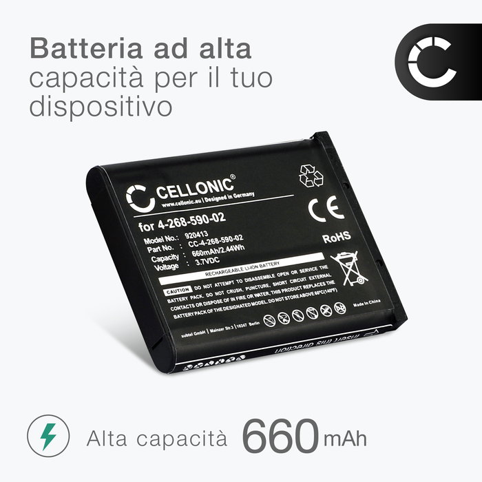 2x Batteria CELLONIC 4-268-590-02 per telefono Panasonic KX-TCA285 KX-TCA385 KX-UDT121 KX-UDT131 Sony Laser Mouse VGP-BMS77 Ricambio affidabile da 660mAh per il tuo fisso/cordless
