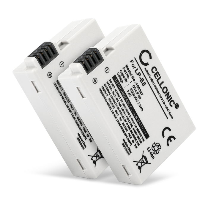 2x Canon EOS 600D Batteria da 1020mAh marcata CELLONIC