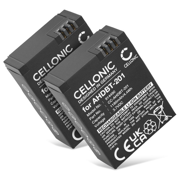 2x GoPro AHDBT-302 Akku 1180mAh Ersatzakku Batterie von CELLONIC