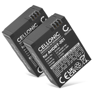 2x Batterie CELLONIC AHDBT-201 AHDBT-301 AHDBT-302 per GoPro Hero 3 Hero 3 White Hero 3 Black Hero 3 Silver Hero 3 + Hero 3+ Hero 3 Plus Affidabile ricambio da 1180mAh