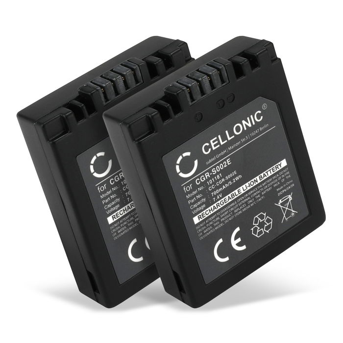 2x Panasonic CGA-S002E/1B Akku 700mAh Ersatzakku Batterie von CELLONIC