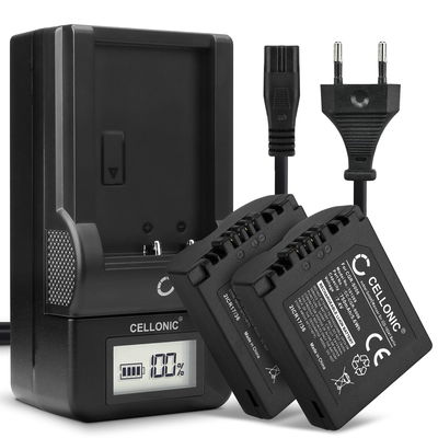 Pack de 2x batteries CGA-S006, DMW-BMA7 750mAh pour appareil photo Panasonic Lumix FZ18, FZ28, FZ50, FZ30, FZ35, FZ38, FZ8, FZ7, CGR-S006 - Avec chargeur BC-DC5 DE-A43B DE-A44A et câble d'alimentation