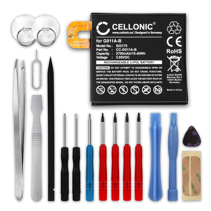 Batteria CELLONIC G011A-B per Google Pixel 2 Ricambio da 2700mAh + Set di strumento Sostituzione facile con utensili adatti e duraturi