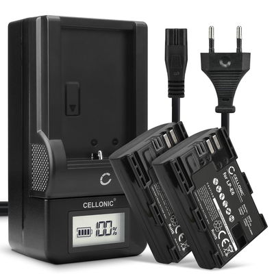 2x Batteria per Canon EOS 5D Mark II III IV 5DS R 60D 60Da 6D Mark II 70D 7D Mark II 80D EOS R WFT-E7 - LP-E6 LP-E6N 2000mAh + Caricabatteria LC-E6 CBC-E6 di Ricambio sostituzione scorta