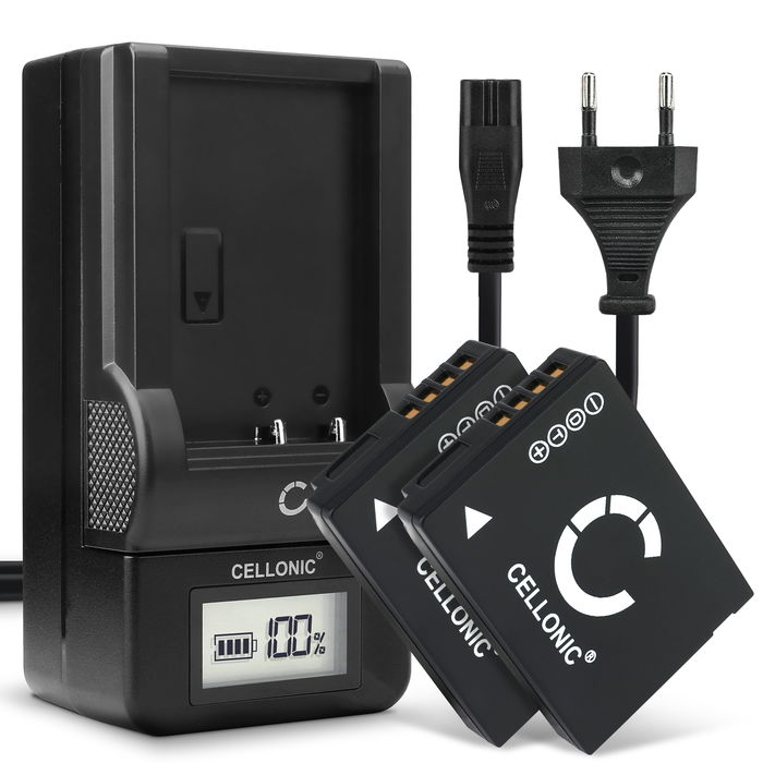 2x Panasonic Lumix DMC-TZ9 Akku + Ladegerät 890mAh Ersatzakku Batterie von CELLONIC