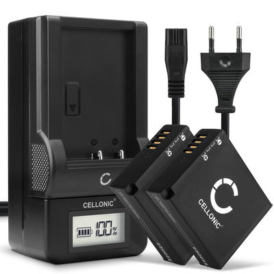 Pack de 2x batteries DMW-BLE9 DMW-BLG10 980mAh pour appareil photo Panasonic Lumix DMC GX80 LX100 GF6 GX7 TZ80 TZ101 TZ202 TZ81 DMWBLG10E - Avec chargeur DE-A98A DE-A99B et câble d'alimentation