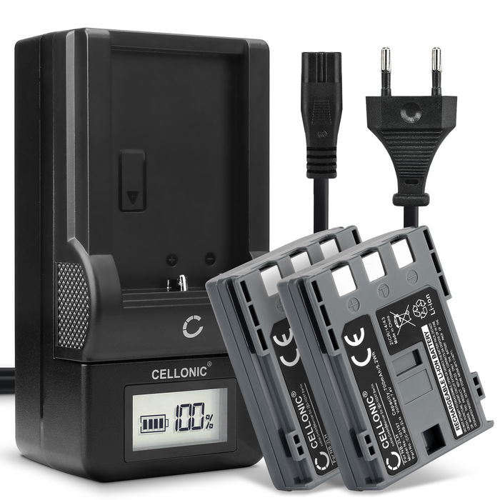 2x Canon CB-2LX Akku + Ladegerät 700mAh Ersatzakku Batterie von Cellonic
