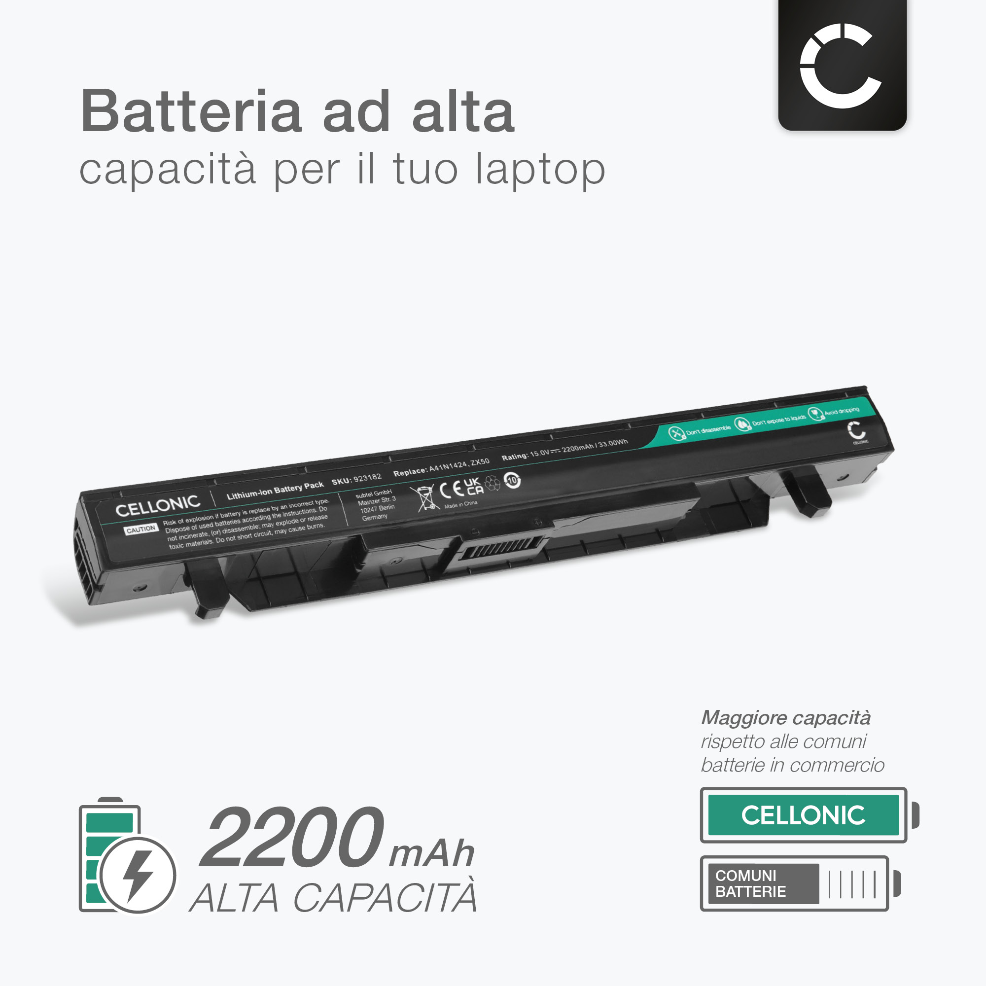 Batteria ASUS A41N1424 48Wh &ndash; Originale Per GL552, ZX50, Nuova
