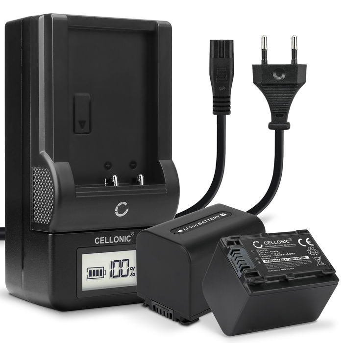 2x Sony FDR-AX700 4K Camcorder Batteria da 1500mAh marcata CELLONIC + Caricabatteria