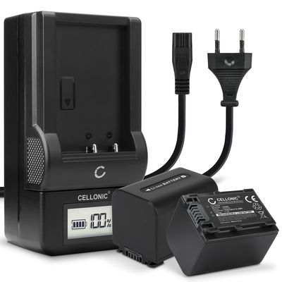 2x Batteria per Sony AX100 FDR-AX700 PXW-Z90 HXR-NX80 HDR-CX625 -CX680 -CX900 -CX450 NEX-VG30 VG20 -VG10 - NP-FV90 1500mAh + Caricabatteria di Ricambio sostituzione scorta