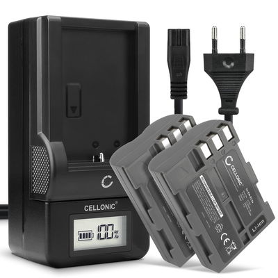 2x Batteria per Nikon D80 D90 D900 D100 D200 D300 D300S D50 D70 D700 D70s - EN-EL3 EN-EL3e 2000mAh + Caricabatteria MH-18a di Ricambio sostituzione scorta