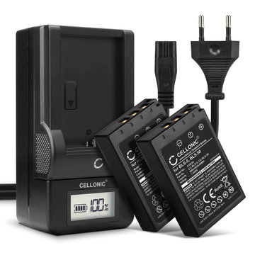 2x Batterie BCS-1 BCS-5 per Olympus Pen E-PL7, OM-D E-M10 Mark II, Olympus Stylus 1, Pen E-PL6, E-450, E‑P3 - 1000mAh + Caricabatteria BLS-5 BLS-50 con schermino LCD per visualizzare lo stato di ricarica di olympus em10 mark ii e altri modelli