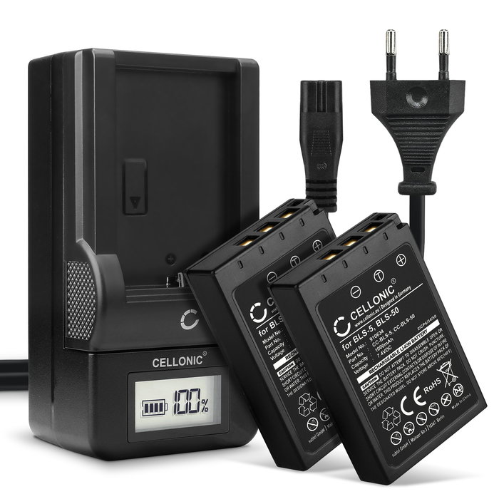2x Olympus Pen E-PL10 Akku + Ladegerät 1000mAh Ersatzakku Batterie von CELLONIC
