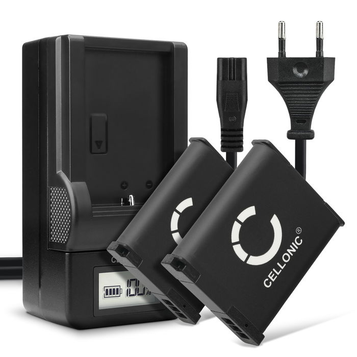 2x Panasonic Lumix DMC-TZ57 Akku + Ladegerät 1050mAh Ersatzakku Batterie von CELLONIC