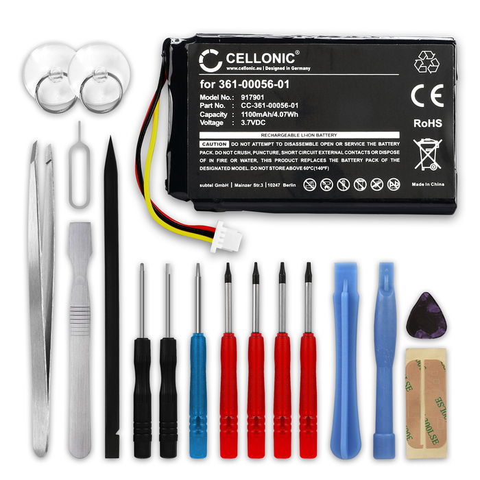 CELLONIC GPS Battery for Garmin Nüvi 42 53 65 2689 2699 2799 - 010-01211-01 + 17pc GPS Tool Kit 361-00056-01 1100mAh SatNav Sat Nav Battery Replacement