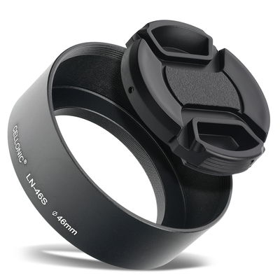 LN-46S Kamera Gegenlichtblende für Olympus M.Zuiko Digital 17mm 1.8 ED, Universal Ø 46mm – Metall Filtergewinde Rund / Zylindrisch / Tubus / Tube Gegenlichtblende von CELLONIC