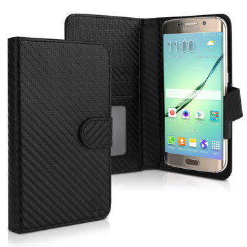 Smart Flip Cover für Smartphones (16.3cm x 8.5cm x 1cm) Handy - Universal Schutzhülle - Handyhülle Bookstyle Case PU Leder Klapphülle faltbar, Tasche schwarz, EC Kreditkarten Halter, Kartenfach Hülle
