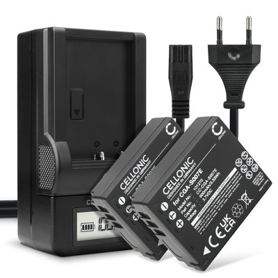 2x CELLONIC Camera Battery for Panasonic Lumix DMC-TZ5 DMC-TZ5 DMC-TZ3 DMC-TZ1 DMC-TZ4 DMC-TZ2 Replacement CGA-S007 CGR-S007 Battery 900mAh Backup + Charger DA-A46A DE-A25B DE-A26A