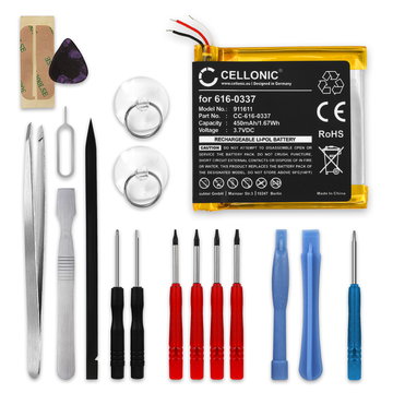 Batterie pour Apple iPod nano 3 Gen. - A1236 450mAh + kit d'outils de CELLONIC