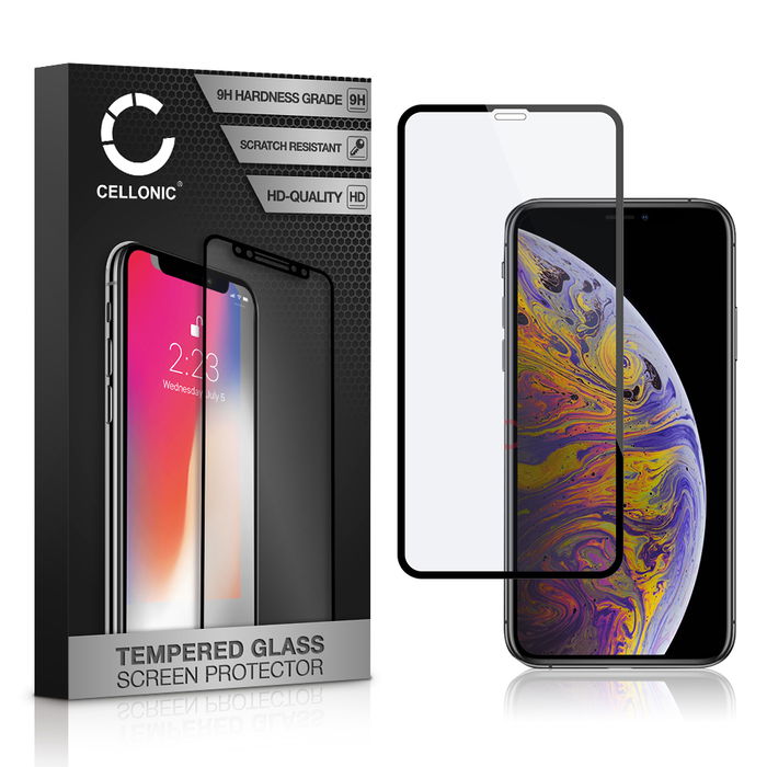 CELLONIC Display Schutzglas kompatibel mit iPhone Xs Max Handyglas - 3D Full Cover 9H 0,33mm Full Glue schwarz - Handy Schutzfolie Displayschutz Glas Folie, Screen Protector Glass