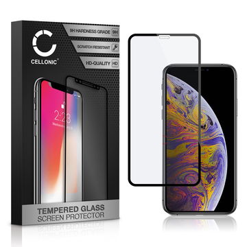 Vetro temperato CELLONIC per iPhone Xs Max, screen protector (3D Full Cover 9H 0,33mm Full Glue) nero Pellicola salva schermo per telefono cellulare smartphone