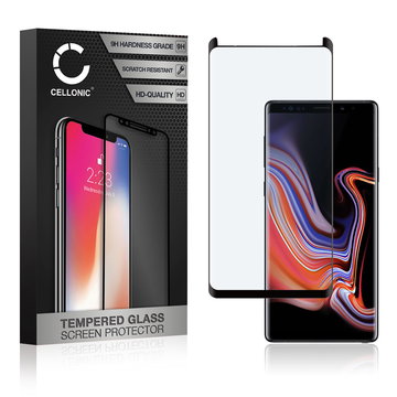 CELLONIC Display Schutzglas kompatibel mit Samsung Galaxy Note 9 (SM-N960) / Note 9 Dous (SM-N960) Handyglas - 3D Full Cover 9H 0,33mm Full Glue schwarz - Handy Schutzfolie Displayschutz Glas Folie, Screen Protector Glass