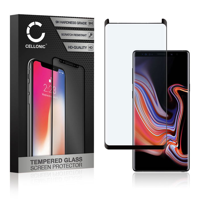 CELLONIC Display Schutzglas kompatibel mit Samsung Galaxy Note 9 (SM-N960) / Note 9 Dous (SM-N960) Handyglas - 3D Full Cover 9H 0,33mm Full Glue schwarz - Handy Schutzfolie Displayschutz Glas Folie, Screen Protector Glass