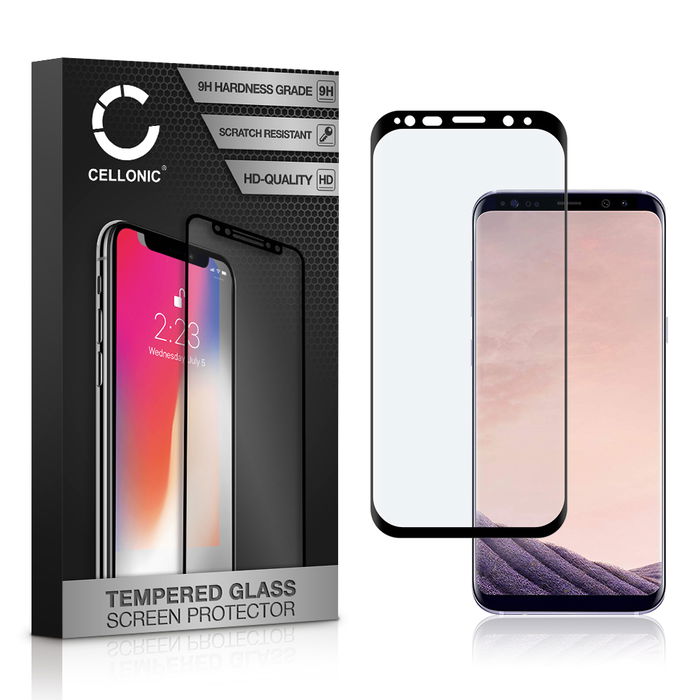 CELLONIC Display Schutzglas kompatibel mit Samsung Galaxy S8 Plus (SM-G955 / SM-G955F) Handyglas - 3D Full Cover 9H 0,33mm Full Glue schwarz - Handy Schutzfolie Displayschutz Glas Folie, Screen Protector Glass