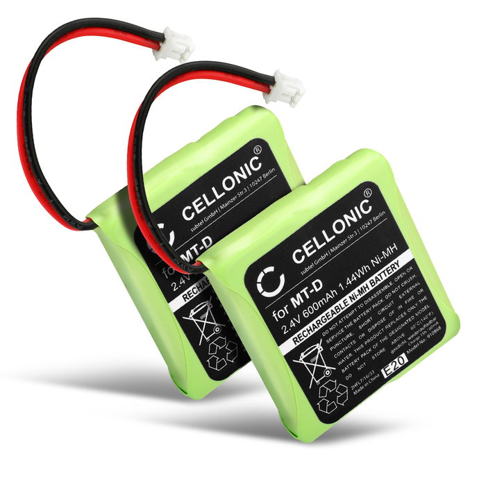 2x Batteria CELLONIC GP0747 per telefono Switel DF 812, DF 812 Duo, DFT 8171, DFT 8172, DFT 8173 Ricambio affidabile da 600mAh per il tuo fisso/cordless