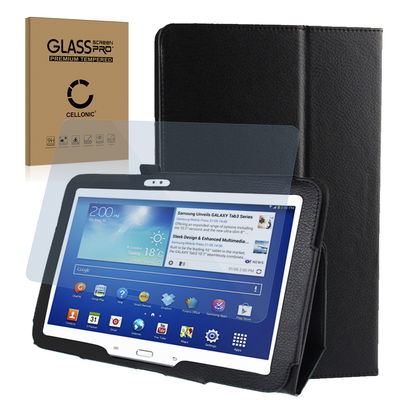 Flip Cover Tablethülle für Samsung Galaxy Tab 3 10.1 (P5200 / P5210 / P5220) Tablet Schutzhülle mit Bumper und Ständer / Stankfunktion - Kunstleder schwarz Bookstyle Case Klapphülle faltbar - Touchpad Tasche / Hülle