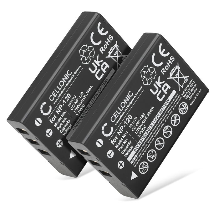 2x Ordro NP-120 Akku 1700mAh Ersatzakku Batterie von CELLONIC